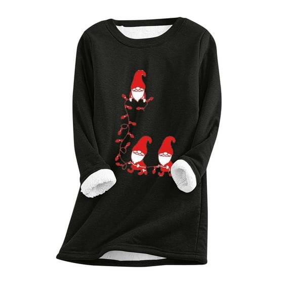 Dyegold Fleece Lined Sweatshirt Women Deals Winter Ladies Shirts Warm Casual Fluffy Teen Girls Pullover Fleece Christmas Gifts Thick Loungewear Graphic Undershirt Sweatshirt Sherpa Lined Tops