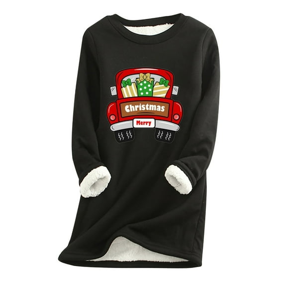 Dyegold Fleece Sweatshirt For Women Savings Fluffy Casual Shirts Sherpa Lined Thick Fleece Teen Girls Undershirt Ladies Christmas Gifts Winter Sweatshirt Graphic Tops Pullover Warm Loungewear