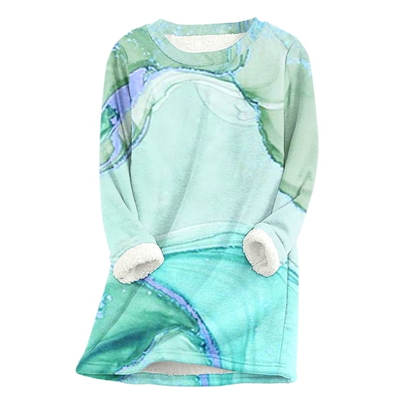 Dyegold Fleece Sweatshirts For Women Flash Deals Thick Crewneck Fleece Winter Tops Marble Print Casual Sherpa Lined Shirts Ladies Warm Pullover Vintage Undershirt Teen Girls Loungewear Sweatshirt