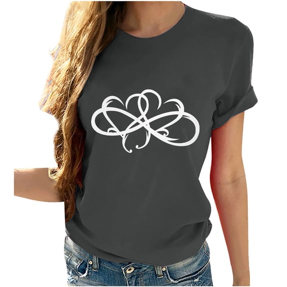 Dyegold Graphic Tees for Women Cute Heart Graphic Crewneck Short Sleeve Regular Fit Casual Summer Tee T-Shirts Tshirt Tops