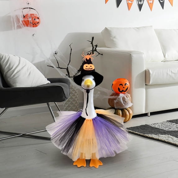 Dyegold Halloween Couple Dark Outfit Porch Goose Costume Set 23 Inch Fits Standard Cement Geese Decorative Clothing for Festival Garden Home Decor