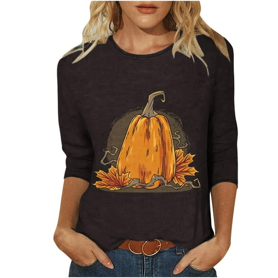 Dyegold Halloween Shirts For Women Long Sleeve Sale Teen Girls Pumpkin Witch Ghost Pullover Tops Womens 3/4 Sleeve Shirts Fuzzy Holiday Halloween Oversized Sweatshirt Holiday