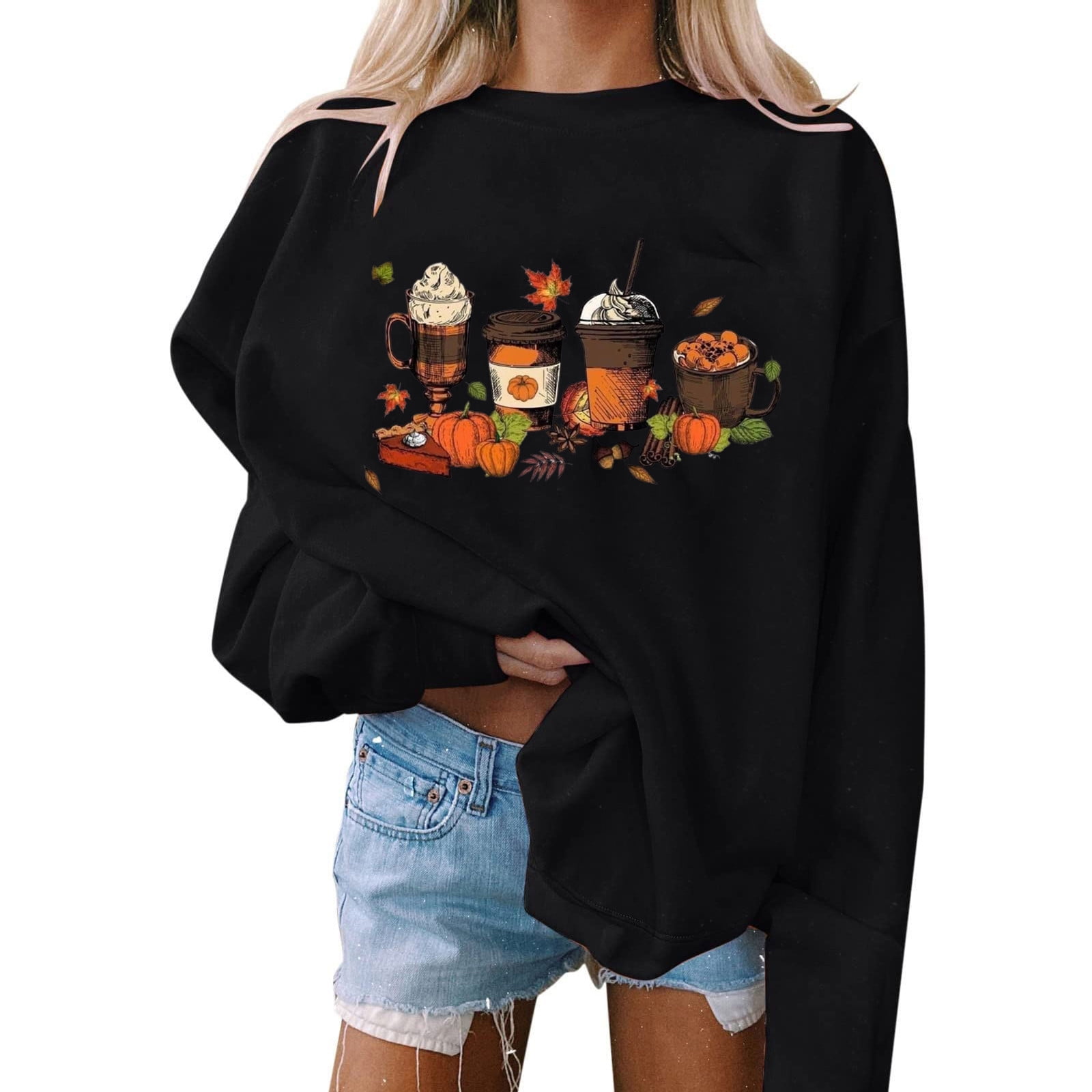 Dyegold Halloween Sweaters Teen Girls Cute Funny Graphic Shirt Tops  Clearance Sale Fall Outfits For Women 2023 Fall Outfits Holiday ​Halloween  ​Crop Sweatshirts For Women ​Fashion $15 & Under 