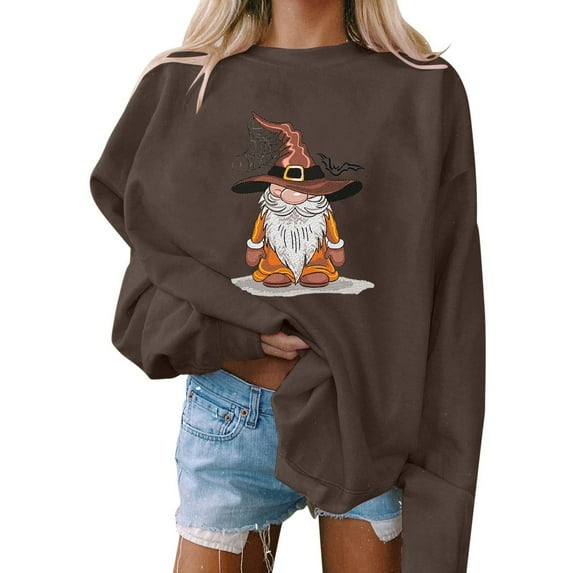 Dyegold Halloween Sweatshirt Teen Girls Pumpkin Coffee Print Shirt Tops Sale Womens Fall Clothes Cotton Linen Oversized Womens Fall Sweaters 2025 Labor Day