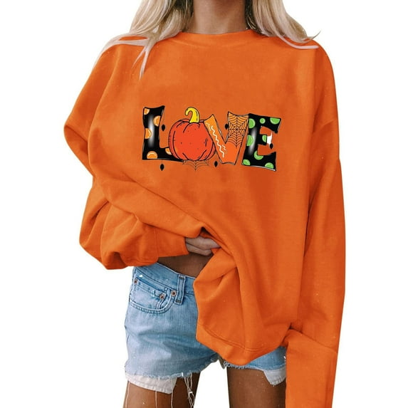 Dyegold Halloween Sweatshirt For Women Ladies Cute Funny Graphic Hoodies Sale Oversized Hoodie Work Office Sport Plus Size Christmas Pullover Sweatshirts For Women Women's Fall Trends