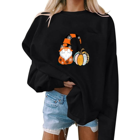 Dyegold Halloween Sweatshirt Womens Teen Girls Pumpkin Coffee Print Hoodies Sale Fall Sweaters For Women 2023 Work Office Sport Vacation Halloween Sweatshirts Women Fashion $15 & Under