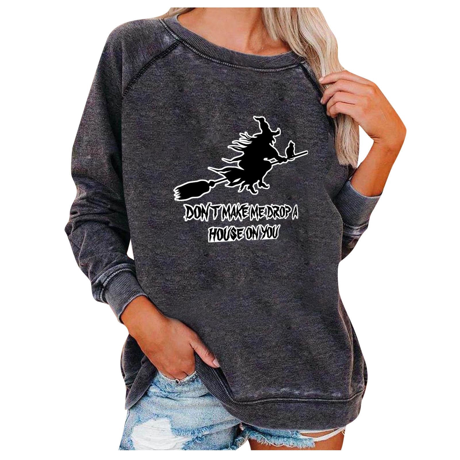 Dyegold Halloween Women Sweatshirt Teen Girls Cute Oversized Long