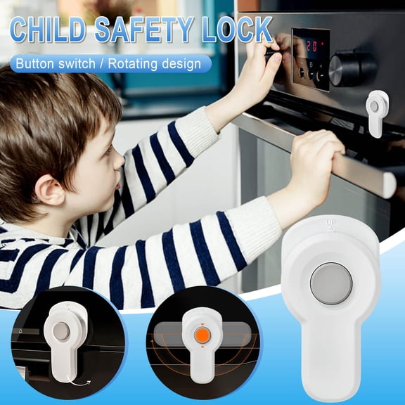 Dyegold Heat Resistant Oven Front Door Lock with 3M Tape Baby Proof Child Safety Cabinet Cupboard Drawer Protector PC