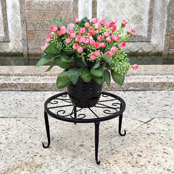 Dyegold Heavy Duty Metal Flower Pot Stand Round Planter Base Indoor Outdoor Garden Container Ring Support Plants Holder Rust Resistant Iron 12.4 Inch