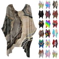 thumbnail image 1 of Dyegold High Low Tops For Women Short Sleeve Round Neck Marble Printed Shirts Tshirts Casual Loose Batwing Blouses Pullover, 1 of 5