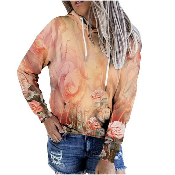 Dyegold Hoodies For Women Teen Girl Cute Fall Fashion 2023 Hooded Sweatshirts Casual Loose Tie Dye Ombre Pullover Tops Shirt