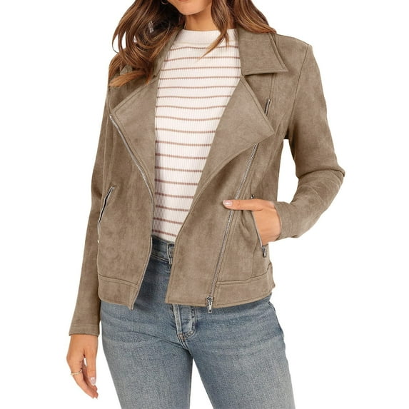 Dyegold Faux Suede Jacket Women Teen Girls Trendy Coats Faux Leather Jacket Faux Leather Blazer Business Casual Holiday Halloween Army Green Jacket Women