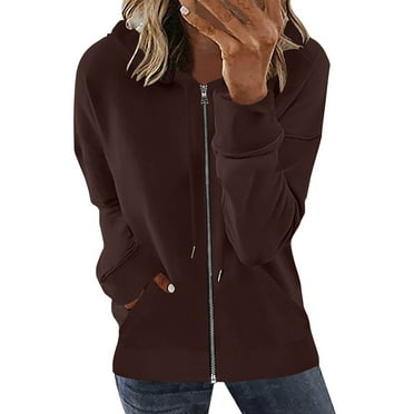 Dyegold Jackets for Women,Long Sleeved Hooded Jacket,Fashion Woman Long Sleeve Zipper Open Front Loose Outerwear Printing Blouse Coat Tops Pockets Hooded Blouse Flash Deals