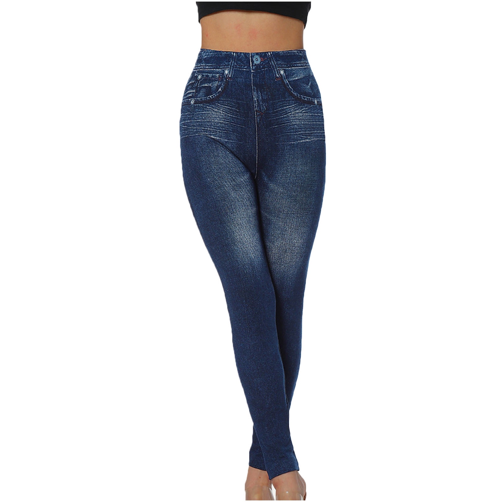 Dyegold Jean Leggings for Women Denim Print Fake Jeans Look Like Leggings  Sexy Stretchy High Waist Slim Skinny Jeggings Capri