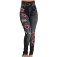 thumbnail image 1 of Dyegold Jeggings For Women High Waisted Stretch Denim Print Leggings Plus Size Jean Look Jeggings Tights Slimming Pant Capri, 1 of 5