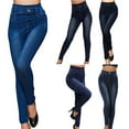thumbnail image 1 of Dyegold Jeggings for Women High Waisted Stretchy Denim Print Leggings Plus Size Jean Work Jeggings Tights Slimming Pant Capri, 1 of 5
