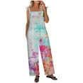 thumbnail image 1 of Dyegold Jumpsuits for Women Casual, Jumpsuit Rompers for Women Fashion Comfy Summer Playsuit Loose Floral Print Square Neck Sleeveless Rompers Overalls, 1 of 6