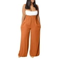 thumbnail image 1 of Dyegold Jumpsuits for Women Casual, Summer Jumpsuit for Women Baggy Stretchy Bibs Long Pants Solid Round Neck Sleeveless Spaghetti Strap Rompers Overall, 1 of 3