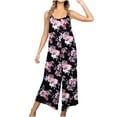 thumbnail image 1 of Dyegold Jumpsuits for Women Casual, Summer Jumpsuit for Women Casual Loose Spaghetti Strap Overalls Floral Print Round Neck Sleeveless Rompers Overalls Black_Friday, 1 of 5