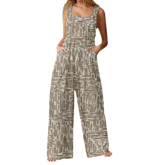 Dyegold Jumpsuits for Women Casual, Summer Jumpsuit for Women Fashion Baggy Loose Playsuit Floral Print Tie Dye Square Neck Sleeveless Rompers Overalls Black_Friday