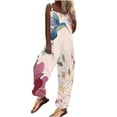 thumbnail image 1 of Dyegold Jumpsuits for Women Casual, Summer Jumpsuits for Women Wide Leg Floral Print Casual Summer Lightweight Bib Overall Sleeveless ​Square Neck ​Rompers, 1 of 8