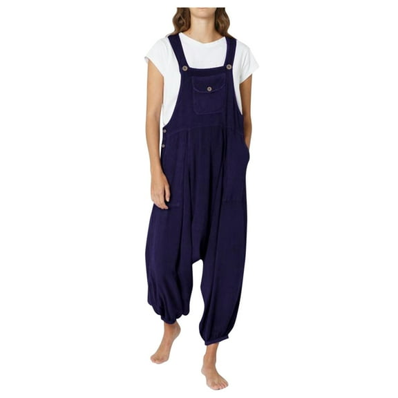 Dyegold Jumpsuits for Women Casual, Women Jumpsuits Casual Straight Wide Leg Stretchy Playsuit Casual Solid Pocket Plus Size Sleeveless Rompers Overalls