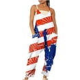 thumbnail image 1 of Dyegold Jumpsuits for Women Casual, Woman Jumpsuit 2023 Summer Loose Baggy Wide Leg Playsuit American Flag V Neck Sleeveless Cami Rompers Overalls, 1 of 5