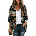 thumbnail image 1 of Dyegold Women's Beach Kimono Coverup Sheer Chiffon Cover Ups Casual Loose 3/4 Sleeve Floral Open Front Boho Cardigan Tops, 1 of 3