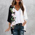 thumbnail image 1 of Dyegold Kimonos For Women Boho Floral Print Lightweight Cardigans 3/4 Sleeve Open Front Summer Beach Plus Size Cover Ups Top, 1 of 5