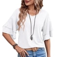 thumbnail image 1 of Knitted Two Piece Outfit For Women Short Sleeve Slim Cropped Top Wide Leg Long Pants Summer Tracksuits Lounge Set, 1 of 8
