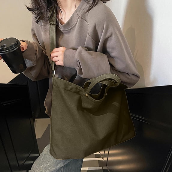 Dyegold Large Capacity Canvas Tote Bag for Women with Zipper Closure Multi-Use Shoulder Crossbody Handbag for Work Travel Shopping Holds 14 Inch Laptop 17x13 Inch