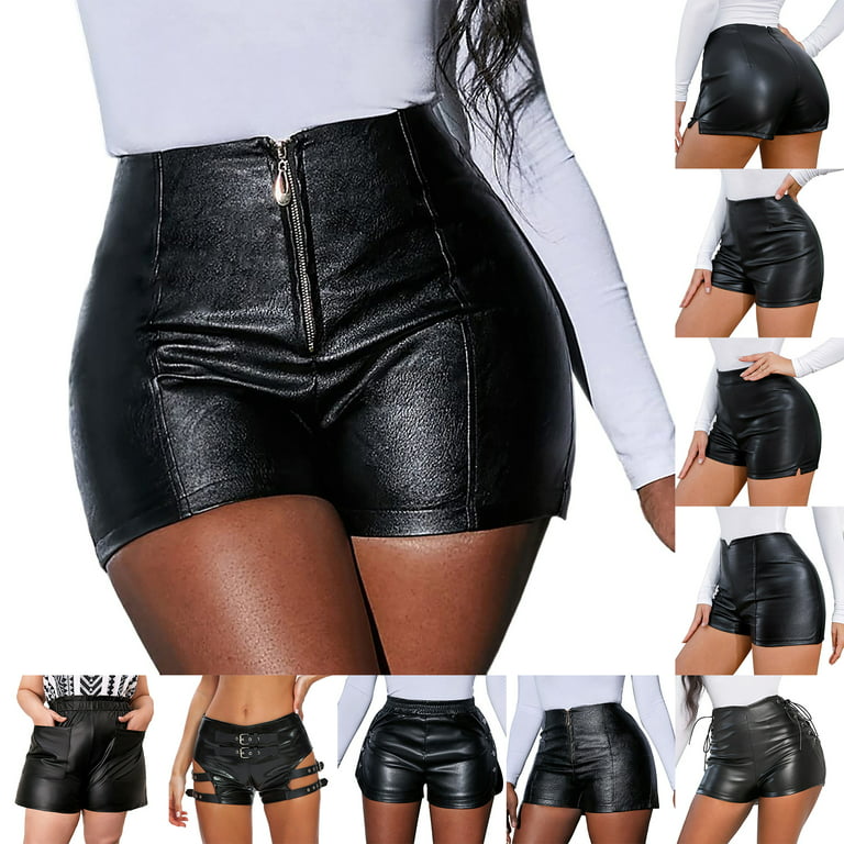 Black Leather High Waisted Shorts