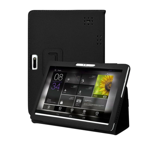 Dyegold Leather Tablet Cover Case for 10-10.1 Inch Android PC Slim Folio Stand Protective Sleeve with Auto Sleep Wake Black