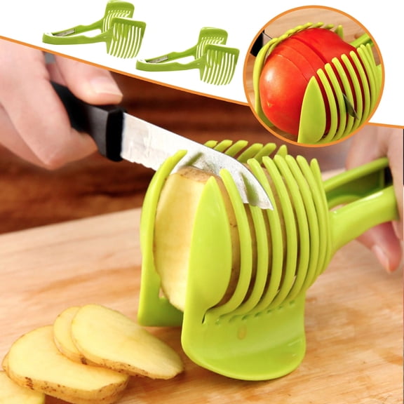 Dyegold Lemon Slicer 2 Pack Handheld Circular Tomato Slicer Fruit Cutter Plastic Kitchen Gadget for Lemon Tomato Fruit Cake Cutting
