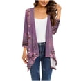 thumbnail image 1 of Dyegold Lightweight Cardigans For Women Fall Fashion 3/4 Sleeves Thin Jackets Casual Open Front High Low Hem Kimono Cardigan, 1 of 5