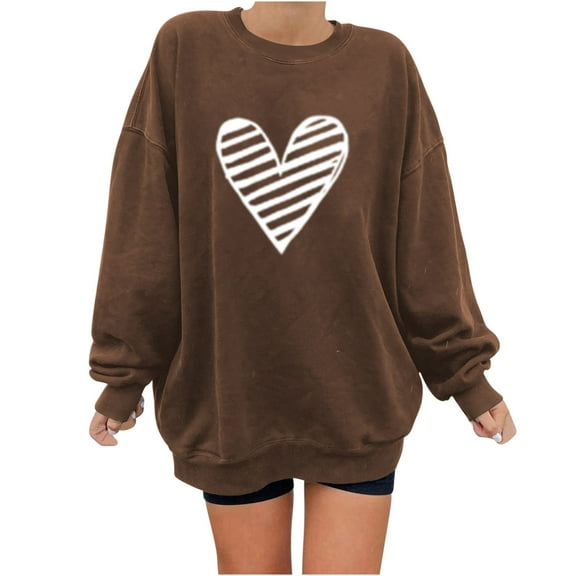 Dyegold Lightweight Sweatshirts For Women Ladies Heart Print Graphic Women Fall Clothes Sweatshirts For Women Y2K Clothes Plus Size ​Halloween ​Cute Sweatshirts ​Women's Fall Trends