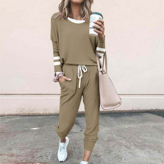Dyegold Long Sleeve Pullover Pants Ladies Casual Sweatsuit For Women Comfy Travel Outfits For Women Y2K Clothes Plus Size Christmas Women'S Fall Clothes My Orders