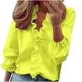 thumbnail image 1 of Dyegold Long Sleeve Shirt Women Ladies Casual Comfy Blouse Ladies Long Sleeve Tops Womens Ruffle Tops V-Neck Plus Size ​Christmas ​Womens Oversized T Shirts ​Womens $15 & Under, 1 of 5