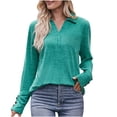 thumbnail image 1 of Dyegold Long Sleeve Tunic Tops For Women Dressy Casual Loose Blouses Solid V Neck Button Up T-Shirts Fashion Fall Pullovers, 1 of 8