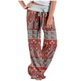 thumbnail image 1 of Dyegold Lounge Pants Women Comfy Casual Pajama Y2k Pants Floral Print Drawstring High Waist Wide Leg Palazzo Lounge Pants, 1 of 6