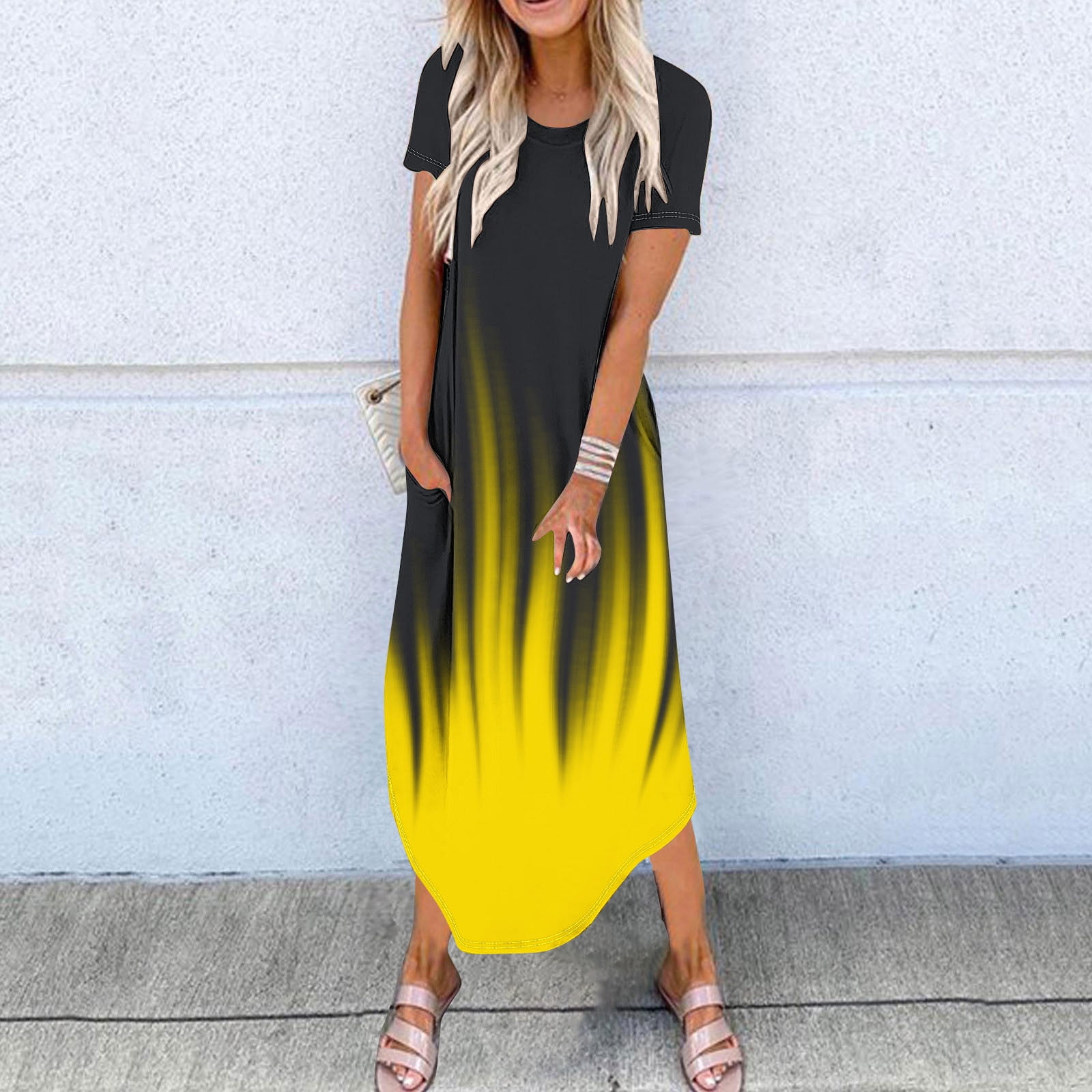Summer Adventures Tie-dye Print Back Lace-up Stretch Maxi Dress
