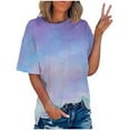 thumbnail image 1 of Dyegold Ombre Shirt Women Trendy Short Sleeve Crew Neck Basic Tee Tops Casual Loose Blouses Summer Plus Size Gradient Shirts, 1 of 5