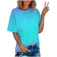 thumbnail image 1 of Dyegold Ombre Shirt Women Trendy Short Sleeve Crew Neck Basic Tee Tops Casual Loose Blouses Summer Plus Size Gradient Shirts, 1 of 7
