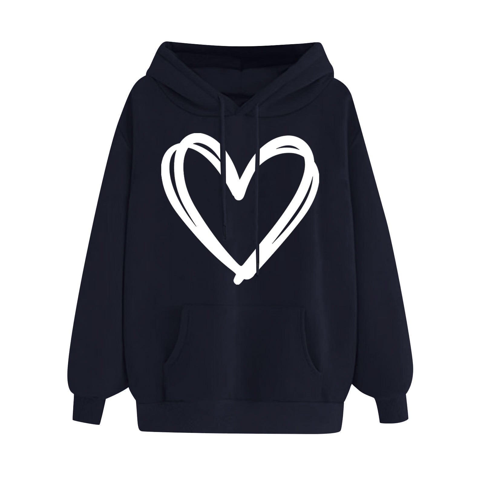 Dyegold Oversized Hoodie For Women Holiday Savings Casual Sweatshirt Teen Girls Winter Fleece Long Sleeve Hoodie Trendy Heart Print Pullover Graphic Oversized Jacket Comfy Ladies Plus Size Sweater