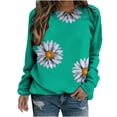 thumbnail image 1 of Dyegold Oversized Sweatshirt For Women Womens Daisy Print Long Sleeve Crewneck Sweatshirt Casual Loose Pullover Tops Shirt, 1 of 5