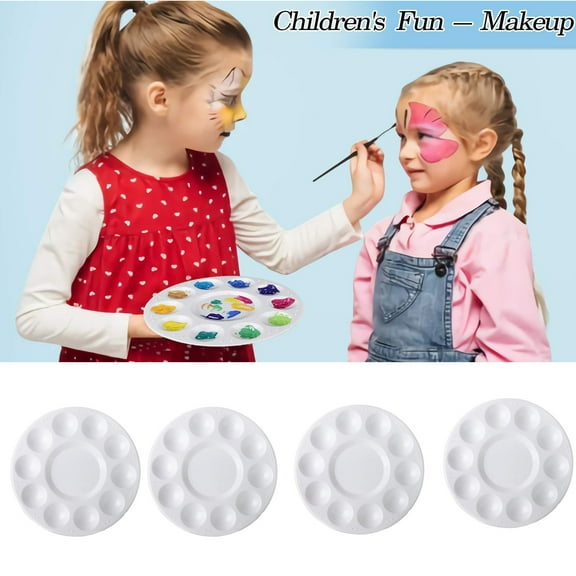Dyegold Painting Palette Set 4 Pack Circular Plastic Tray 6.7 Inch Diameter for Artists Art Class Birthday Party