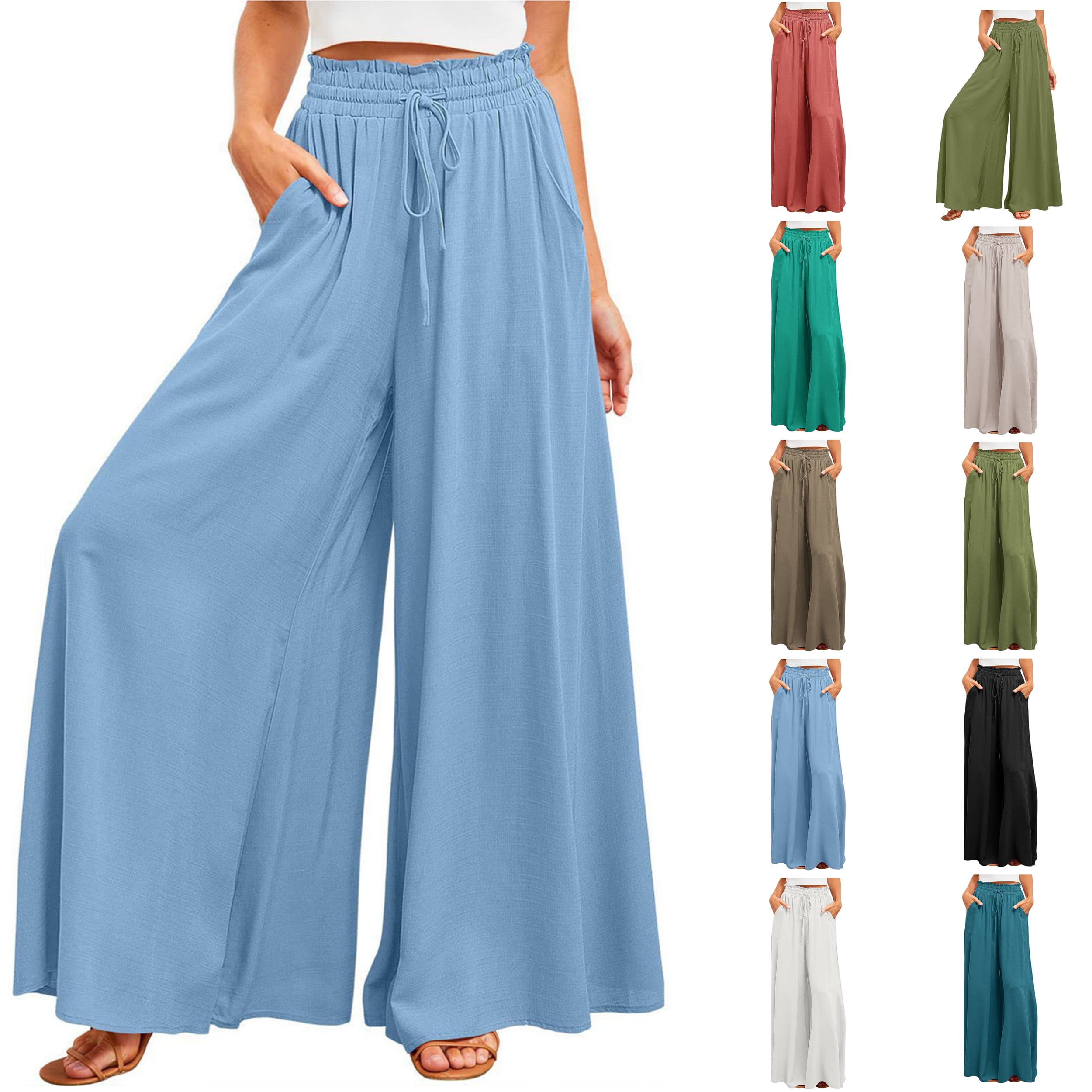 Elastic waist flowy pants new arrivals