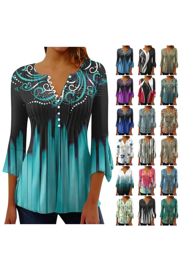 Dyegold Peasant Tops For Women Teen Girls Womens 3/4 Sleeve Tops Knit Tops For Women Summer Work Office Sport Long Sleeve ​Loose Fit Blouses ​3/4 Sleeve Tunic Tops For Women ​Online Shopping