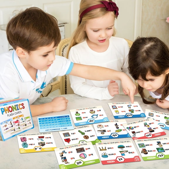 Dyegold Phonics Flash Cards 65 Double Sided Learning Cards for 4-8 Blends Digraphs Reading Educational Home Supplies