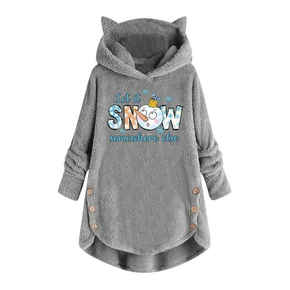 Dyegold Plus Size Fall Jackets For Women Flash Deals Loose Cute Sweatshirts Winter Coats Warm Fuzzy Graphic Sweater Hooded Teen Girls Lightweight Outwear Ladies Casual Coats Tops Plus Size Hoodie
